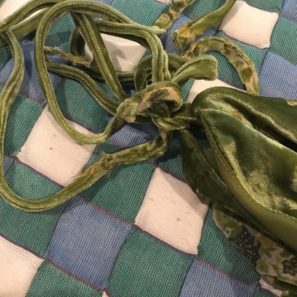 Hutch Green Velvet Wrap Dress Floral Maxi Size Medium - Picture 7 of 7